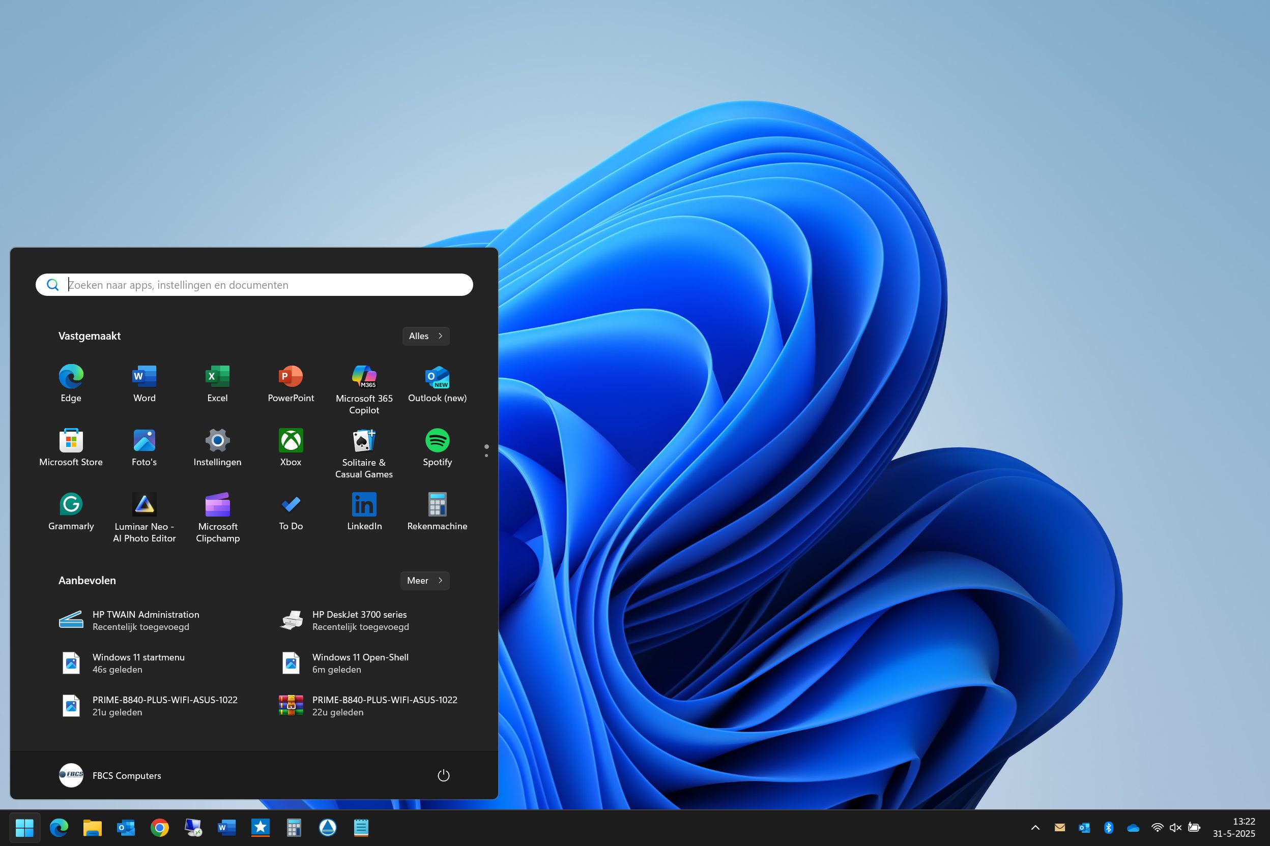 Windows 11 startmenu